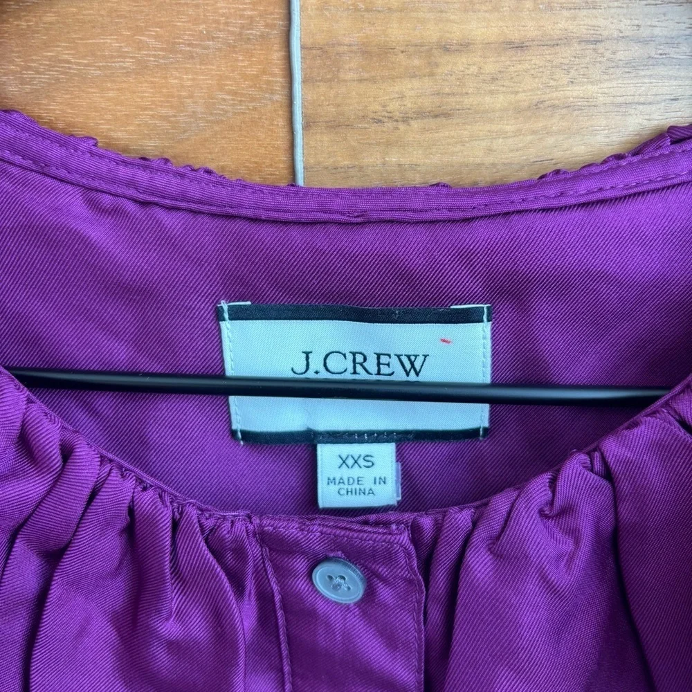 NWT J.Crew Collection silk twill ruffle-collar Blouse, Size XXS